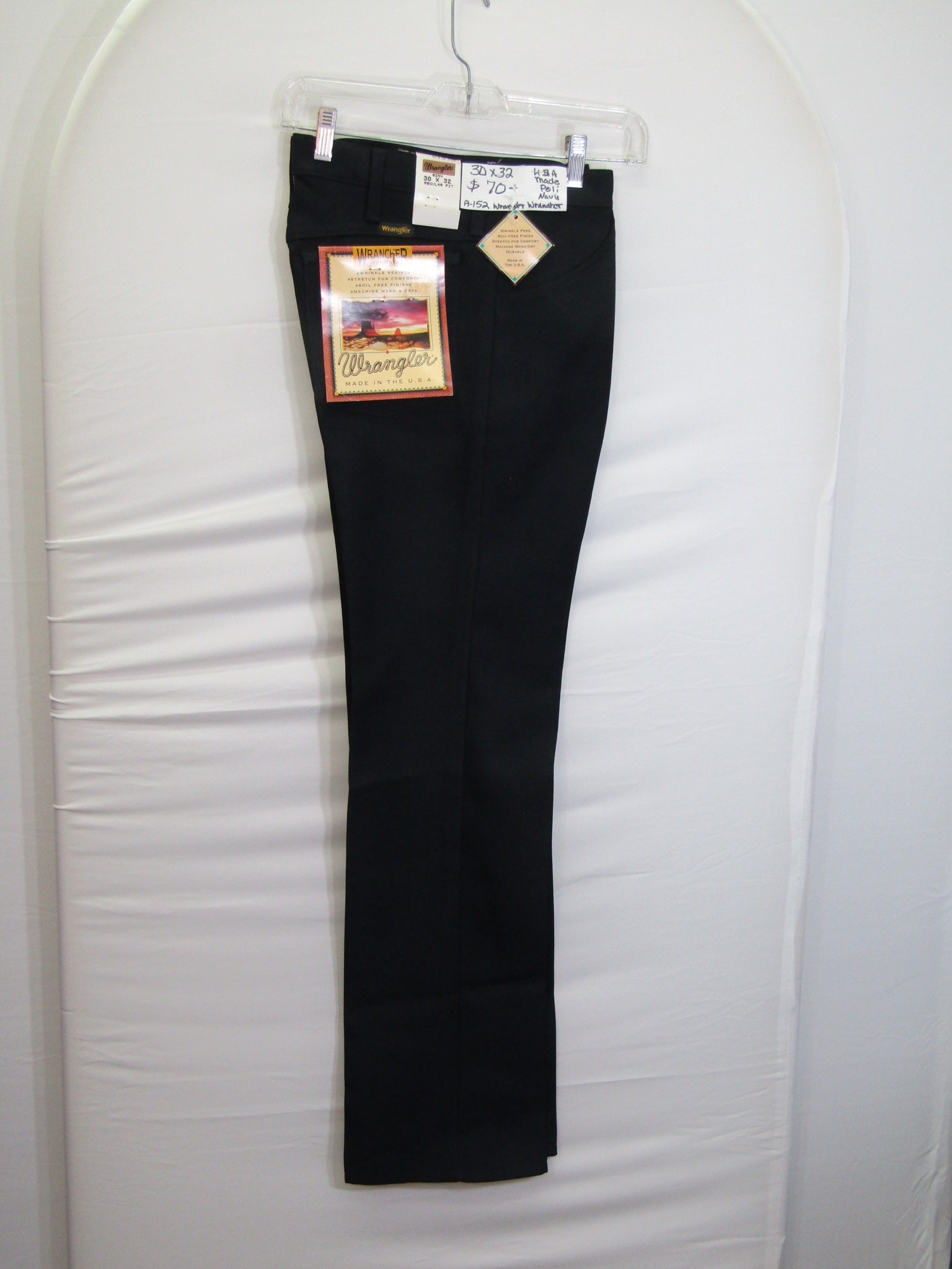 1980's Western Wear Ranchers Boot Mens Wranglers 30 x 32 Polyester Navy Made in the USA