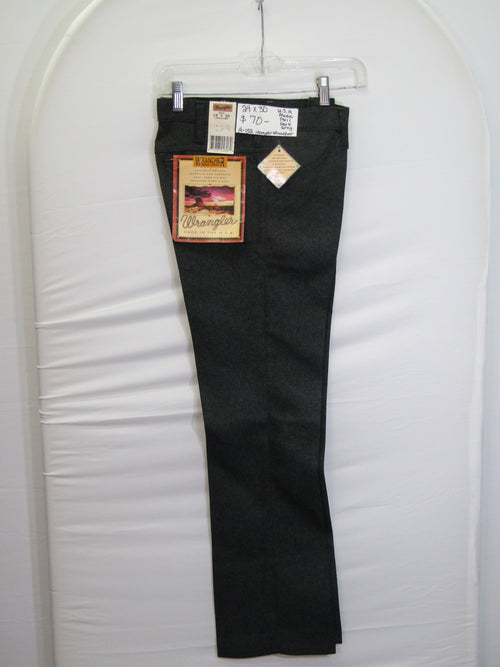 1980's Western Wear Ranchers Boot Mens Wranglers 29 x 30 Polyester Dark Grey Made in the USA