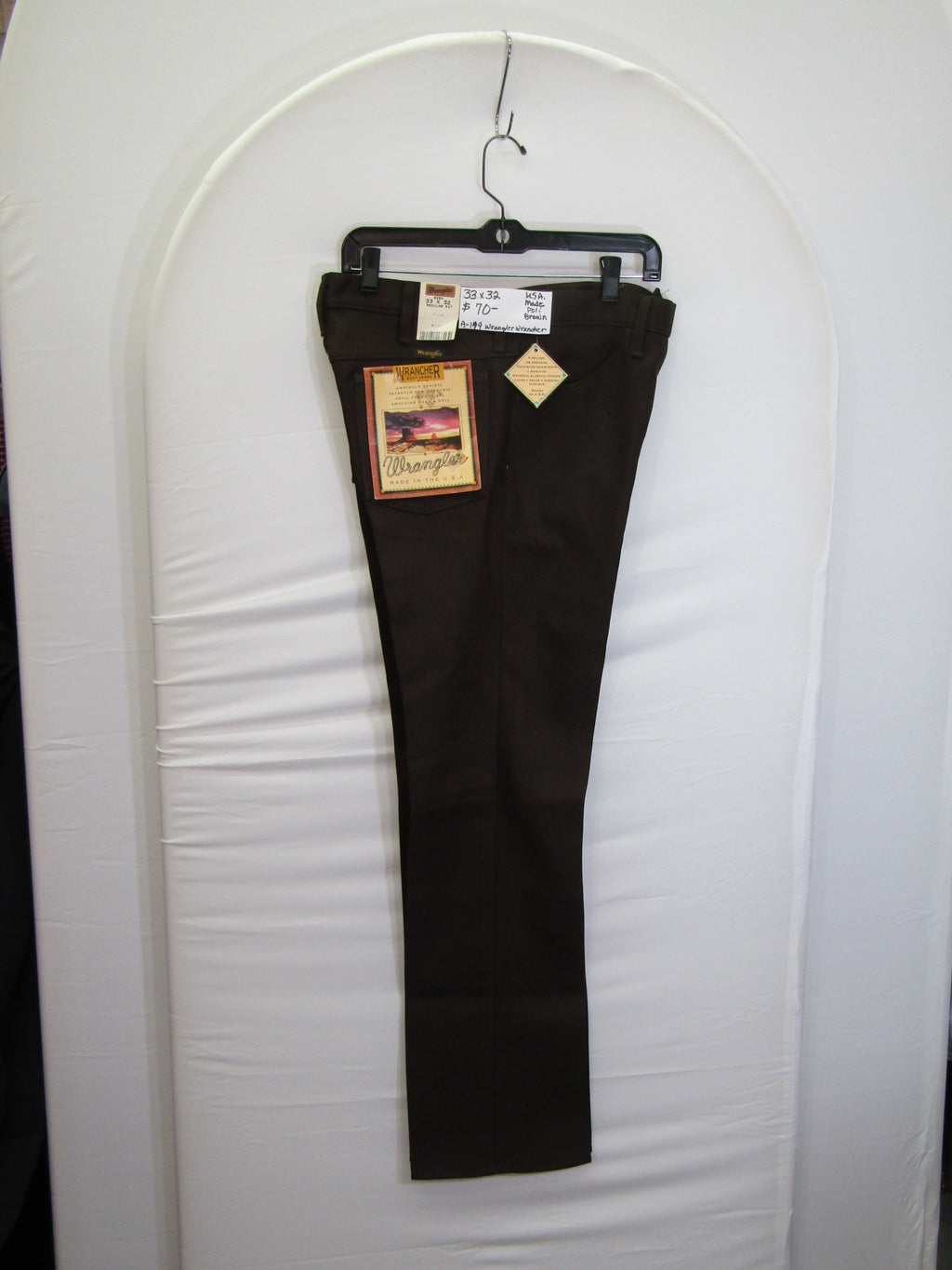 1980's Western Wear Ranchers Boot Mens Wranglers 33 x 32 Polyester Brown Made in the USA