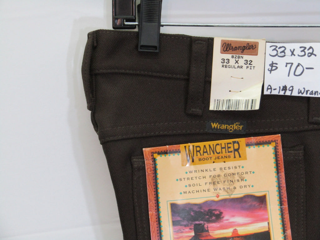1980's Western Wear Ranchers Boot Mens Wranglers 33 x 32 Polyester Brown Made in the USA