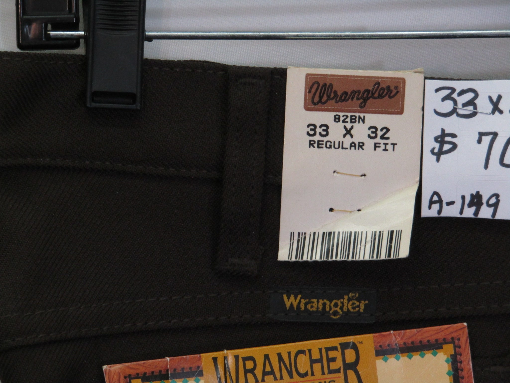 1980's Western Wear Ranchers Boot Mens Wranglers 33 x 32 Polyester Brown Made in the USA