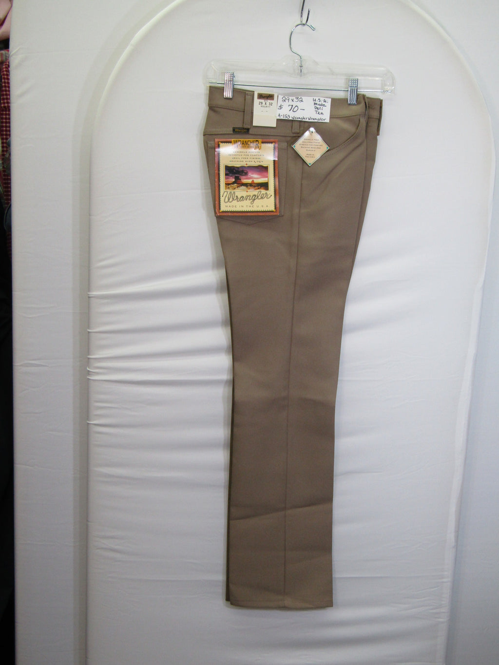 1980's Western Wear Ranchers Boot Mens Wranglers 29 x 32 Polyester Tan Made in the USA
