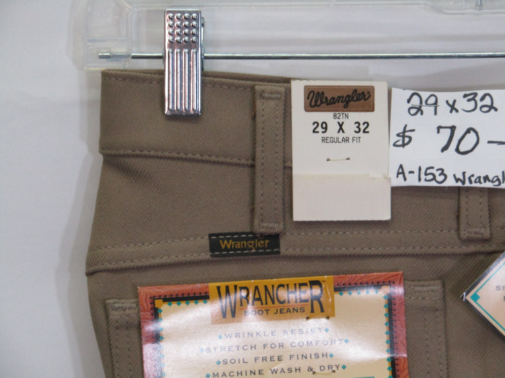 1980's Western Wear Ranchers Boot Mens Wranglers 29 x 32 Polyester Tan Made in the USA