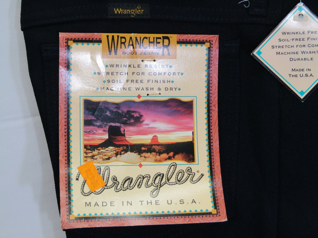 1980's Western Wear Ranchers Boot Mens Wranglers 31 x 32 Polyester Navy Made in the USA