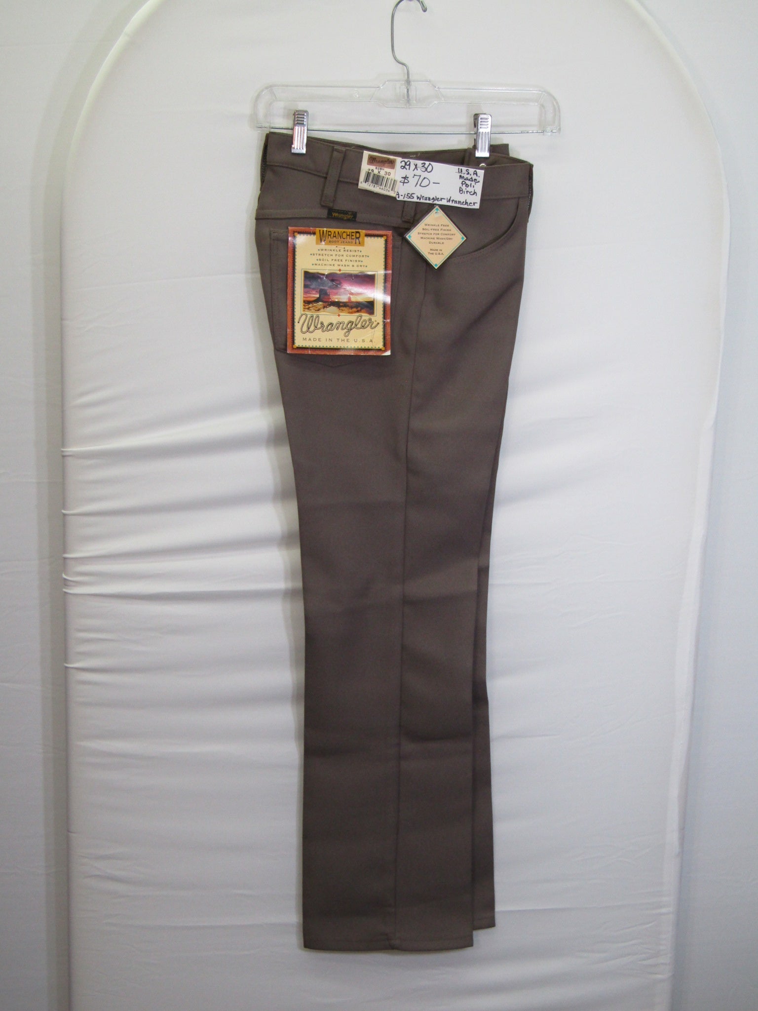 1980's Western Wear Ranchers Boot Mens Wranglers 29 x 30 Polyester Birch Made in the USA