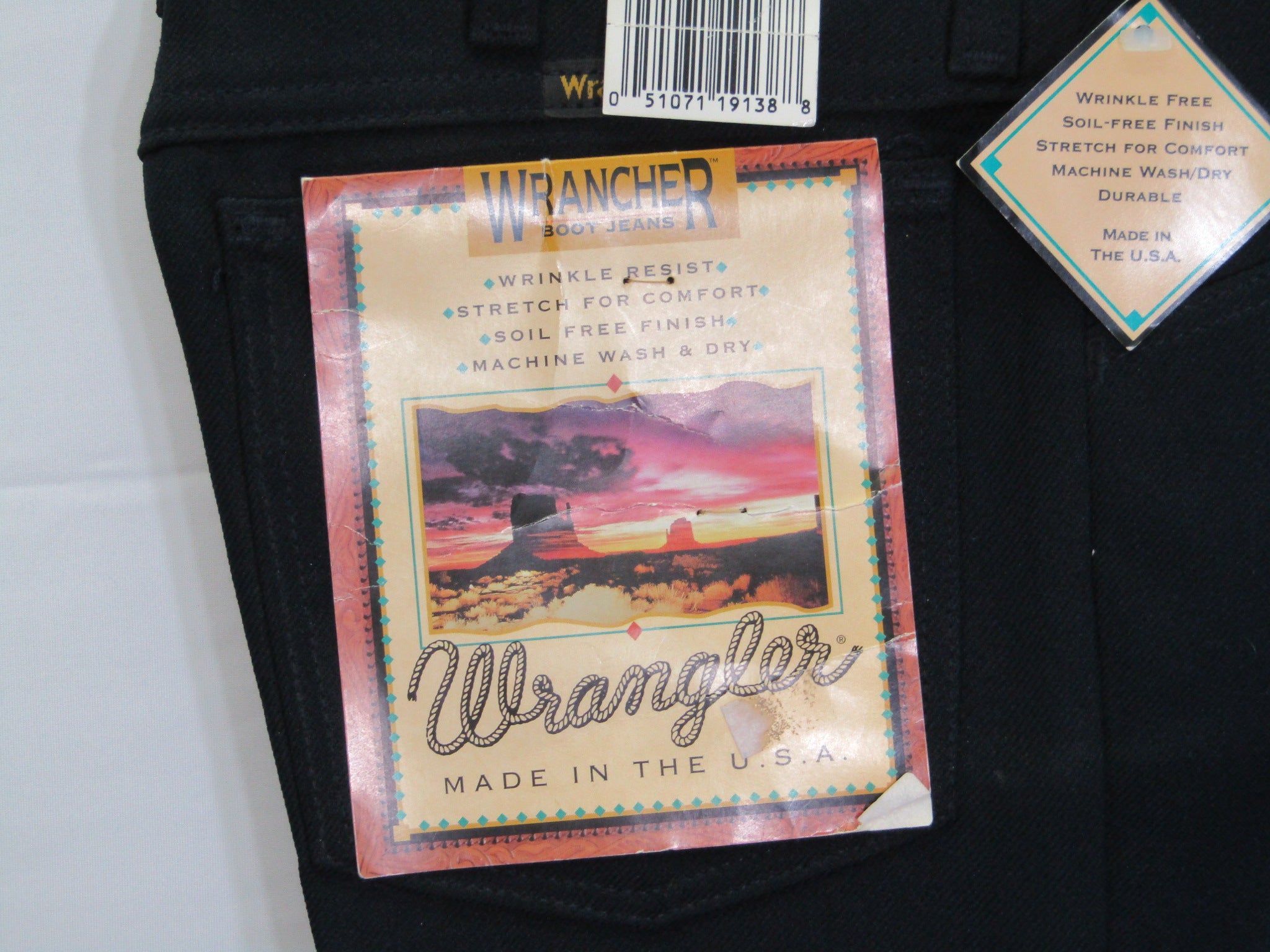 1980's Western Wear Ranchers Boot Mens Wranglers 29 x 30 Polyester Navy Made in the USA