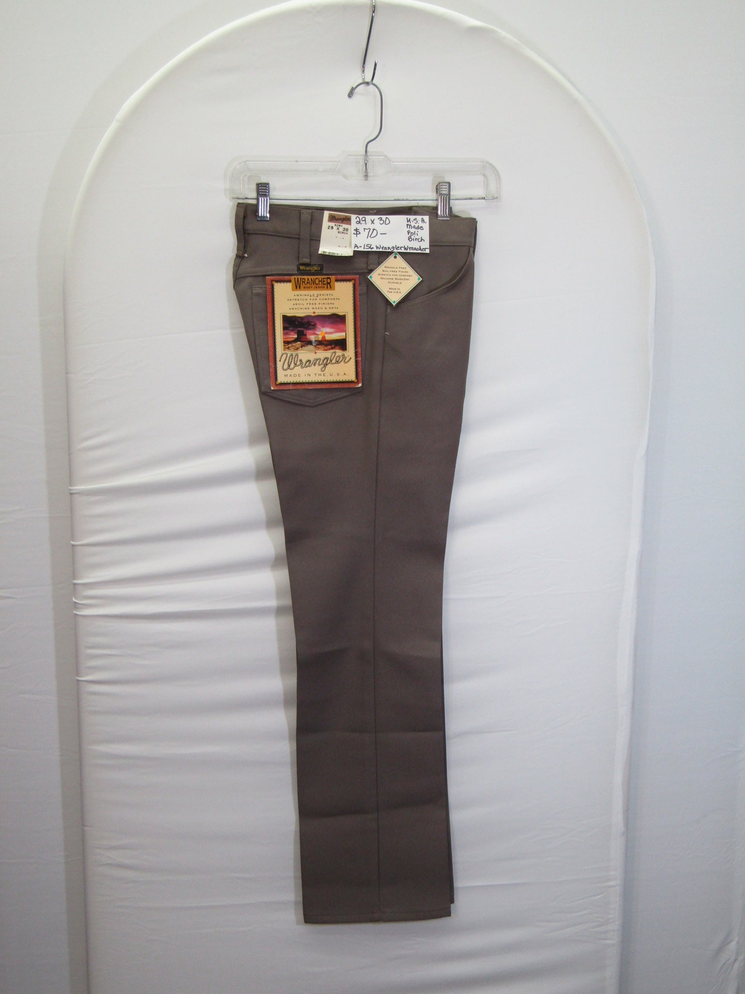 1980's Western Wear Ranchers Boot Mens Wranglers 29 x 30 Polyester Birch Made in the USA