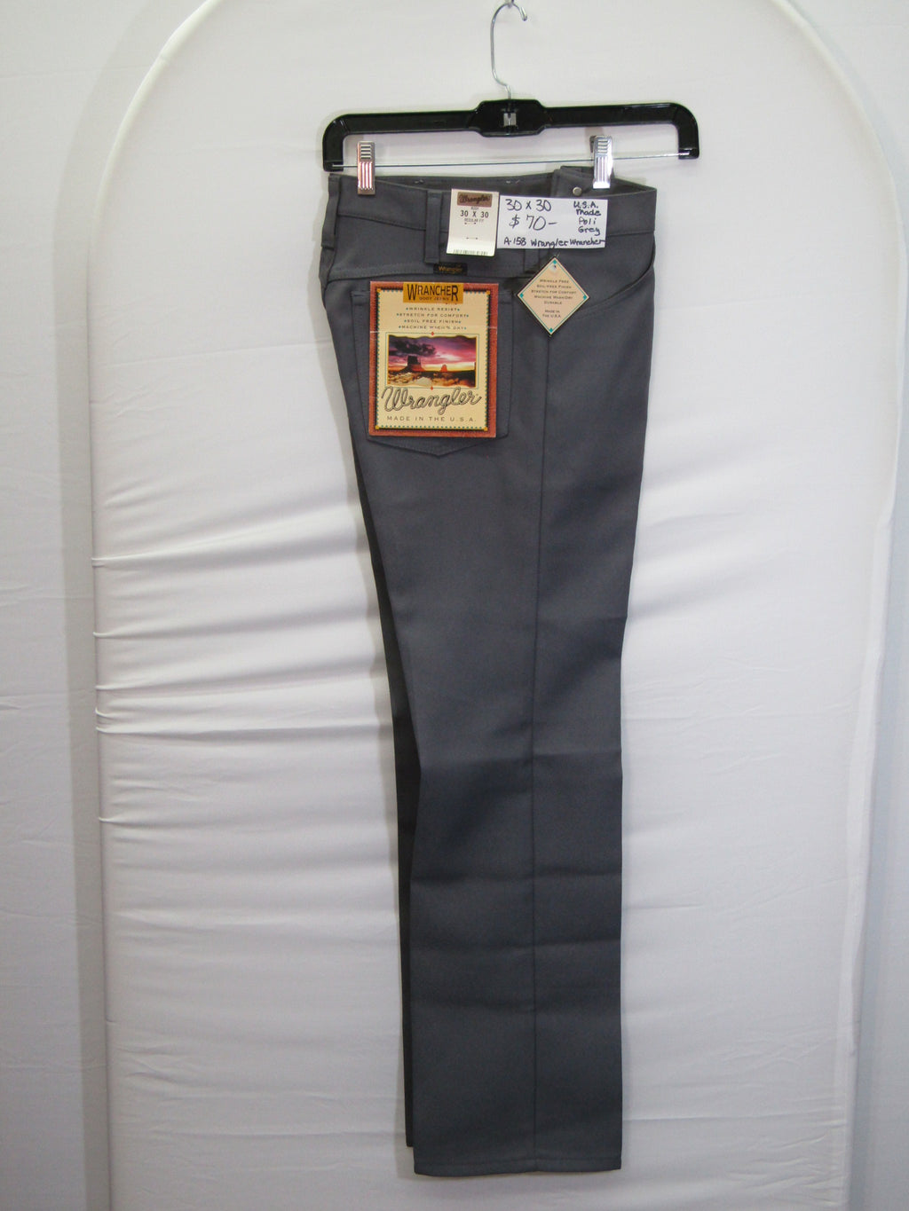 1980's Western Wear Ranchers Boot Mens Wranglers 30 x 30 Polyester Grey Made in the USA