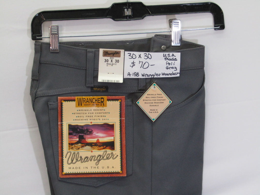 1980's Western Wear Ranchers Boot Mens Wranglers 30 x 30 Polyester Grey Made in the USA