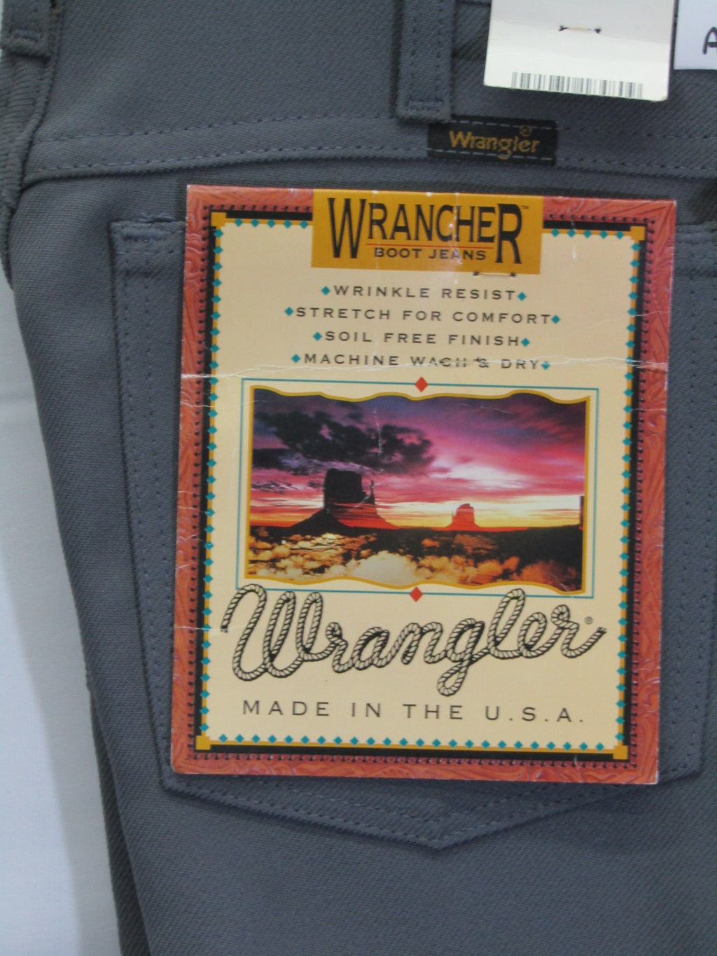 1980's Western Wear Ranchers Boot Mens Wranglers 30 x 30 Polyester Grey Made in the USA