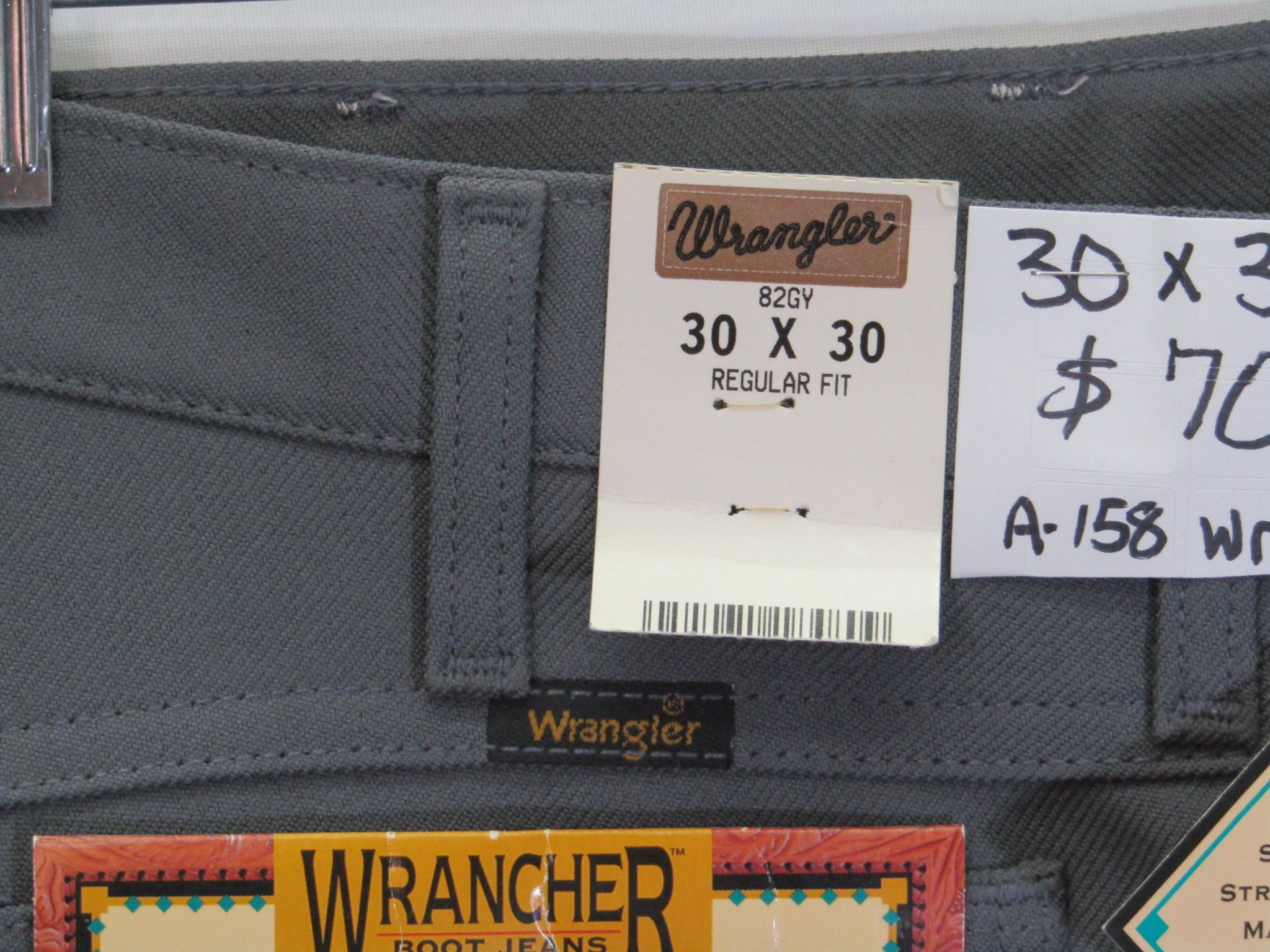 1980's Western Wear Ranchers Boot Mens Wranglers 30 x 30 Polyester Grey Made in the USA