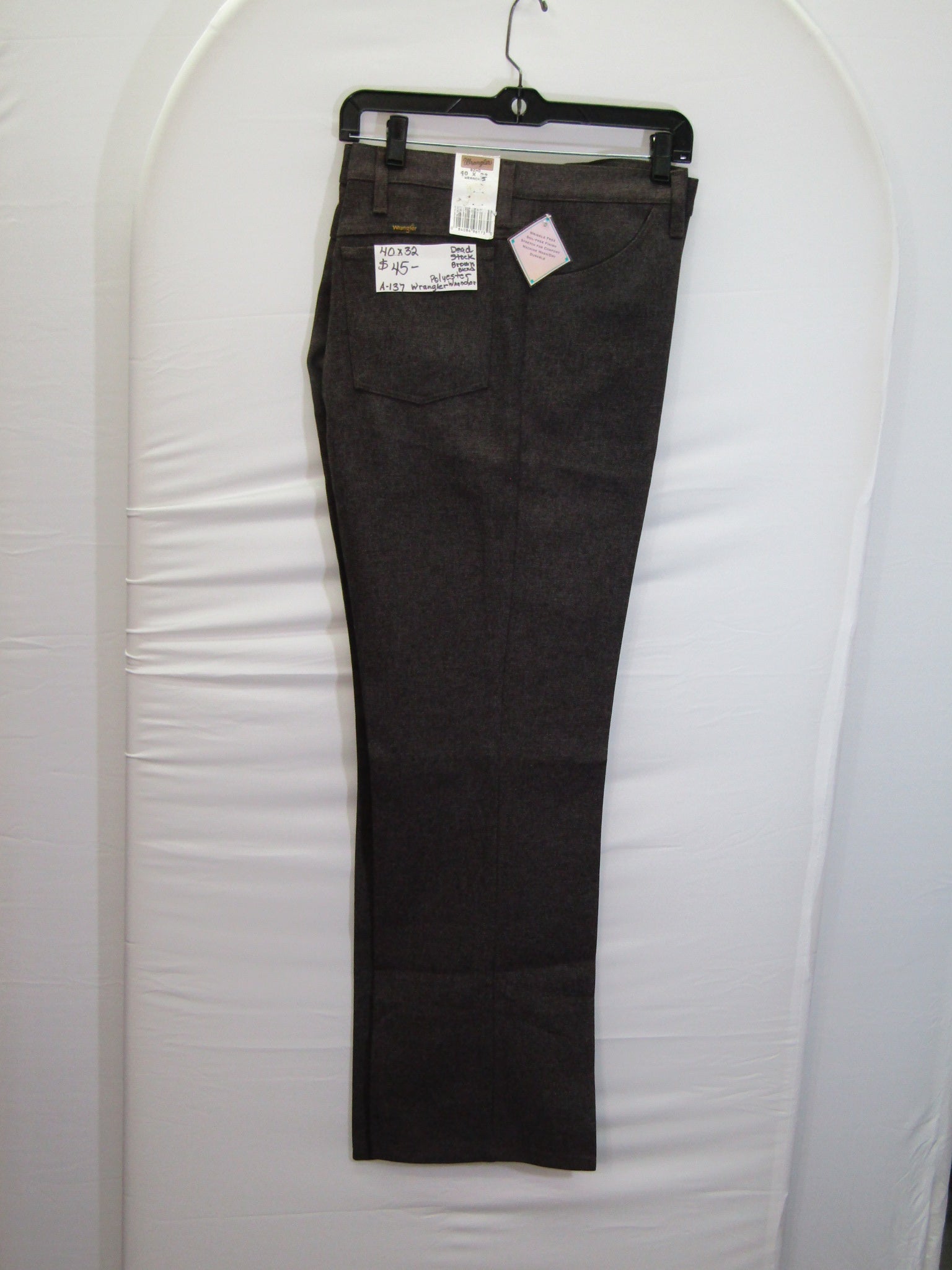 1980's Western Wear Ranchers Boot Mens Wranglers 40 x 32 Polyester Brown Blend Made in the USA