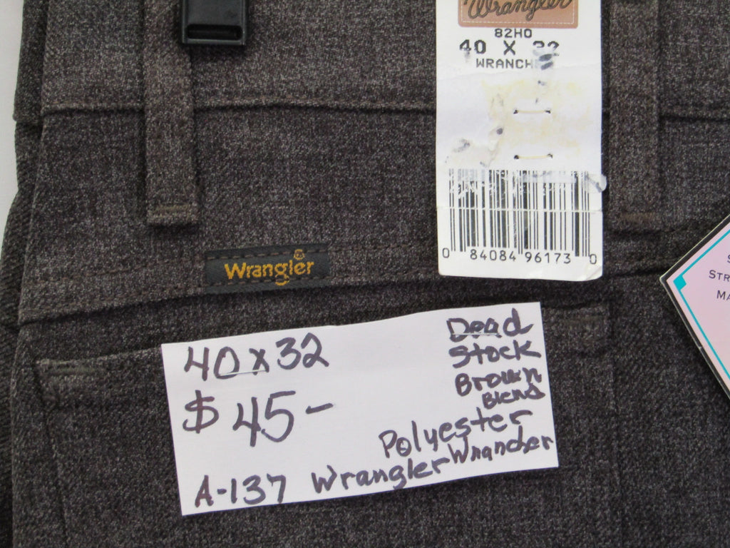 1980's Western Wear Ranchers Boot Mens Wranglers 40 x 32 Polyester Brown Blend Made in the USA