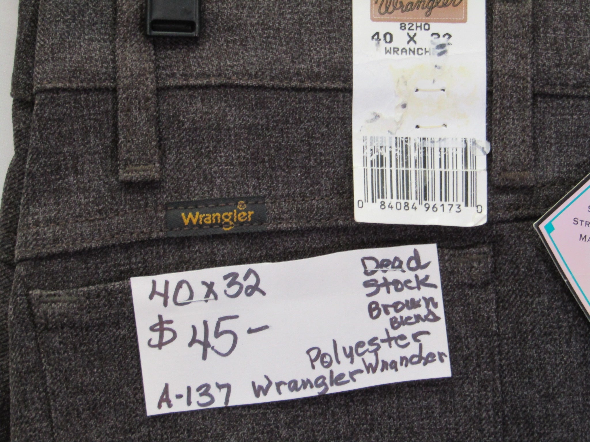 1980's Western Wear Ranchers Boot Mens Wranglers 40 x 32 Polyester Brown Blend Made in the USA