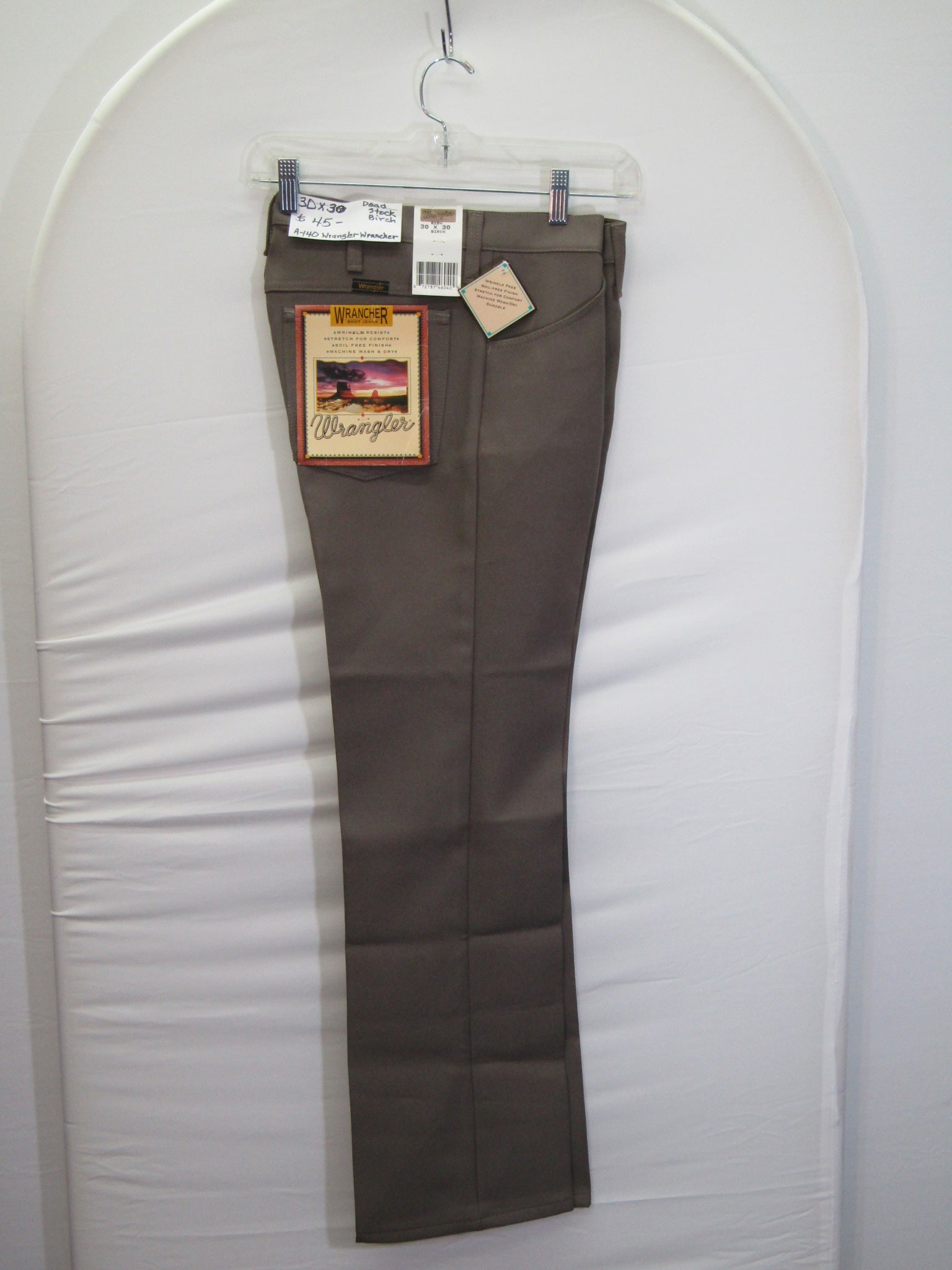 1980's Western Wear Ranchers Boot Mens Wranglers 30 x 30 Polyester Birch Made in the USA