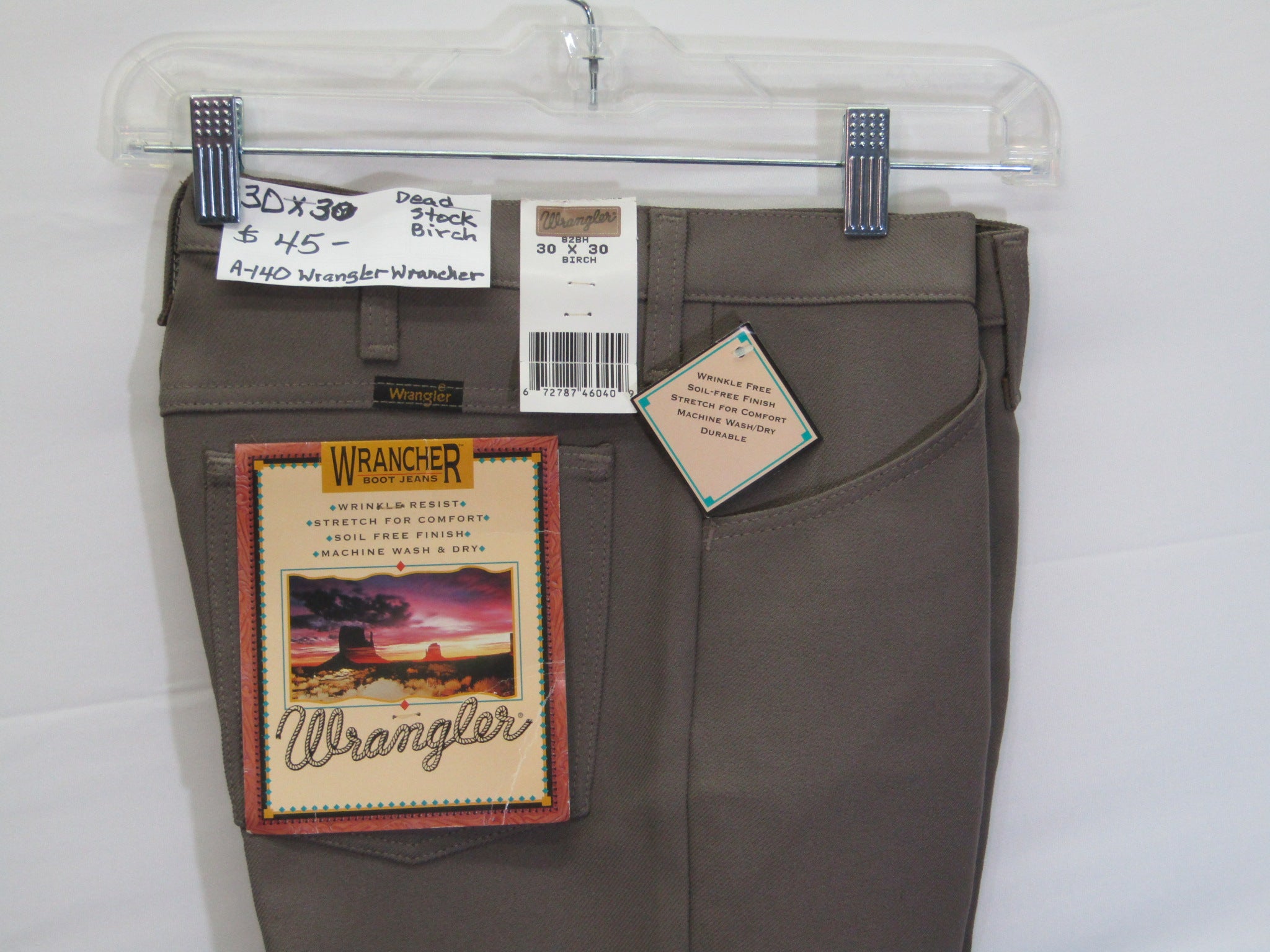 1980's Western Wear Ranchers Boot Mens Wranglers 30 x 30 Polyester Birch Made in the USA