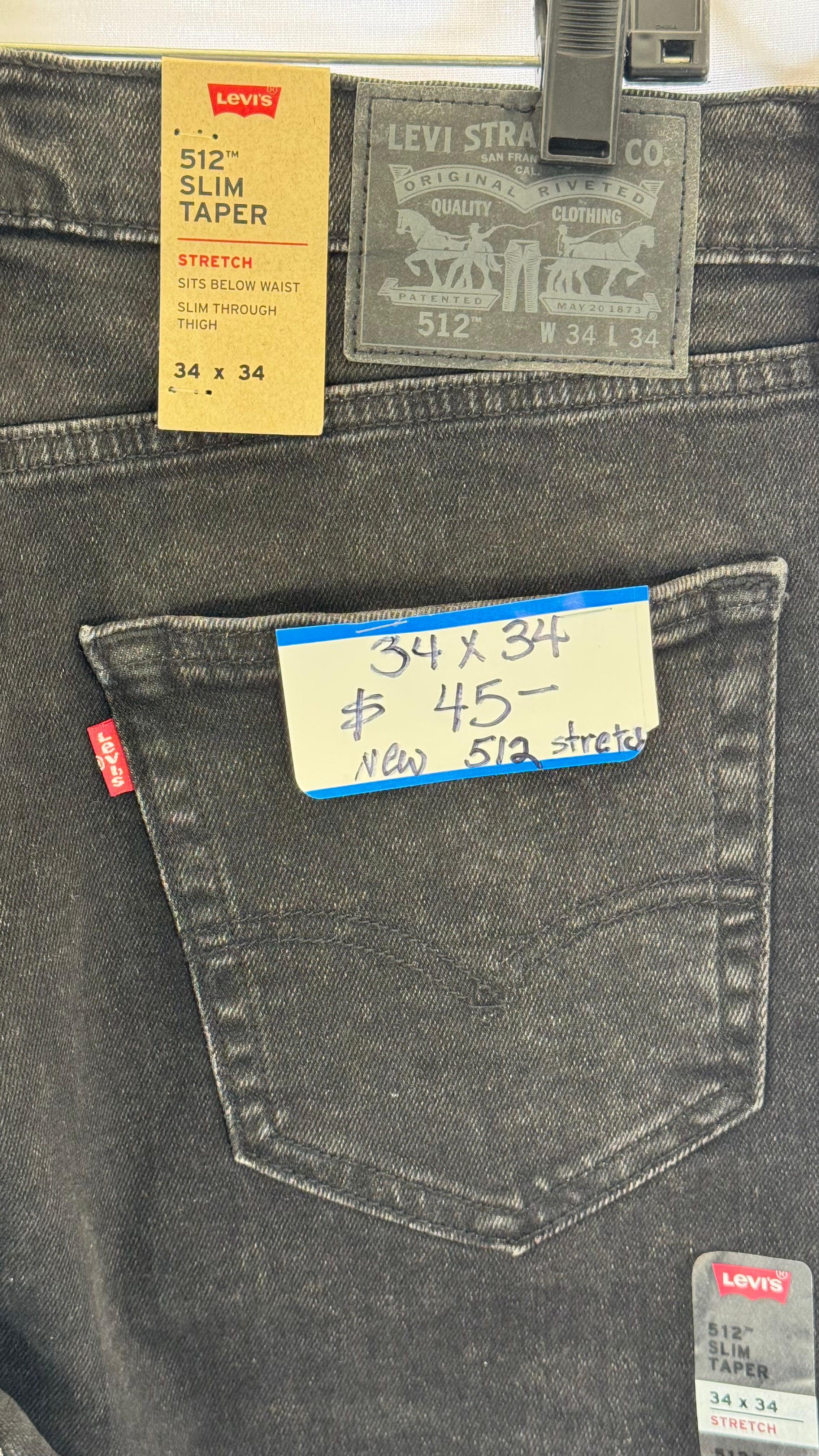 Mens Jeans Levis 512 Slim Taper NWT 34x34