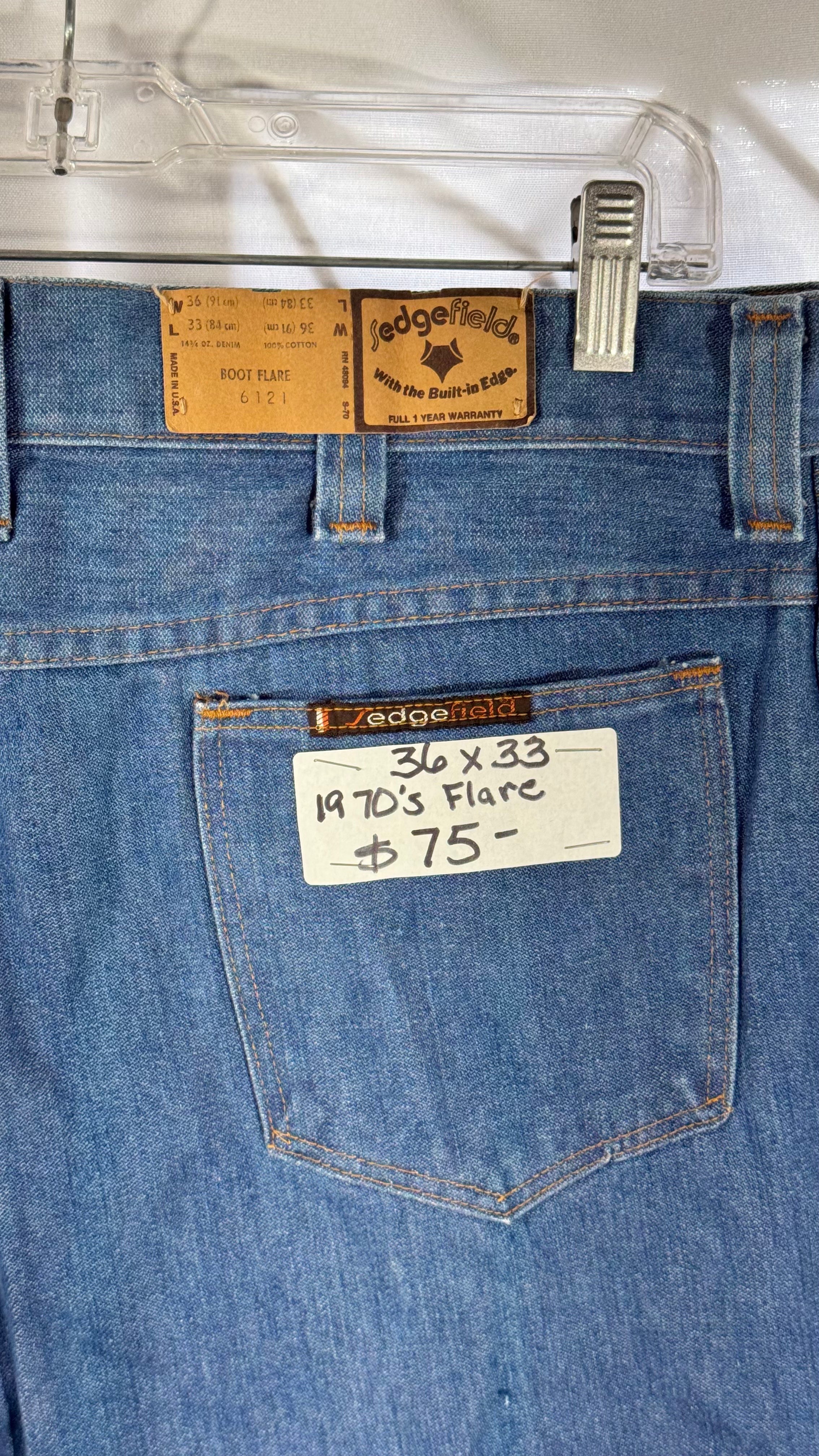 Mens Jeans Sedgefield 1970's Flare 36x33