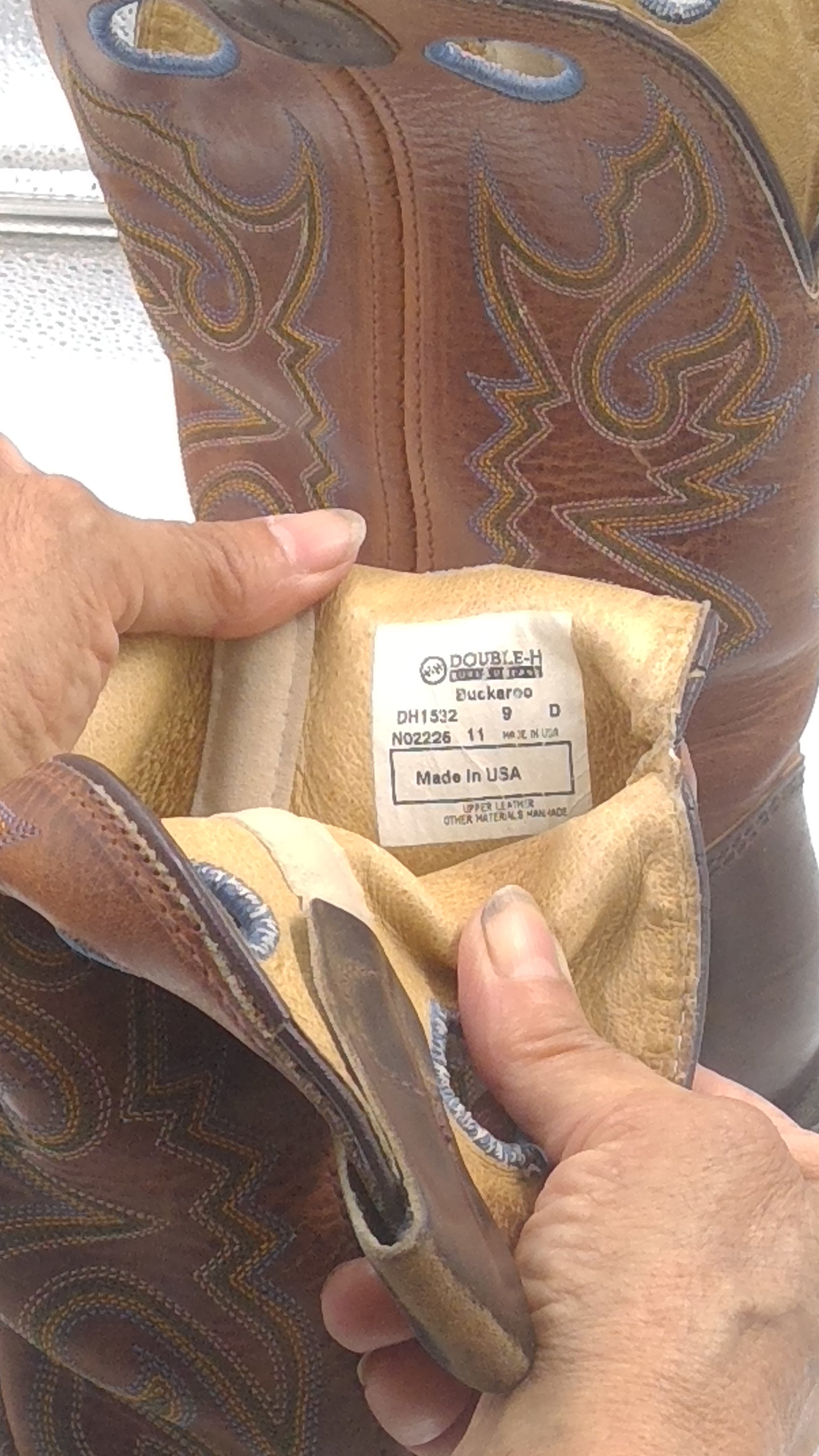 Mens Double H Cowboy Boots Size 9D- Made in the USA